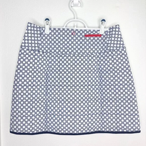 KINONA Quilted & Cozy Golf Skort L Navy White Print UPF 50 Built-in Shorts - Picture 5 of 7